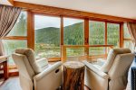 Picturesque mountain views from seating area